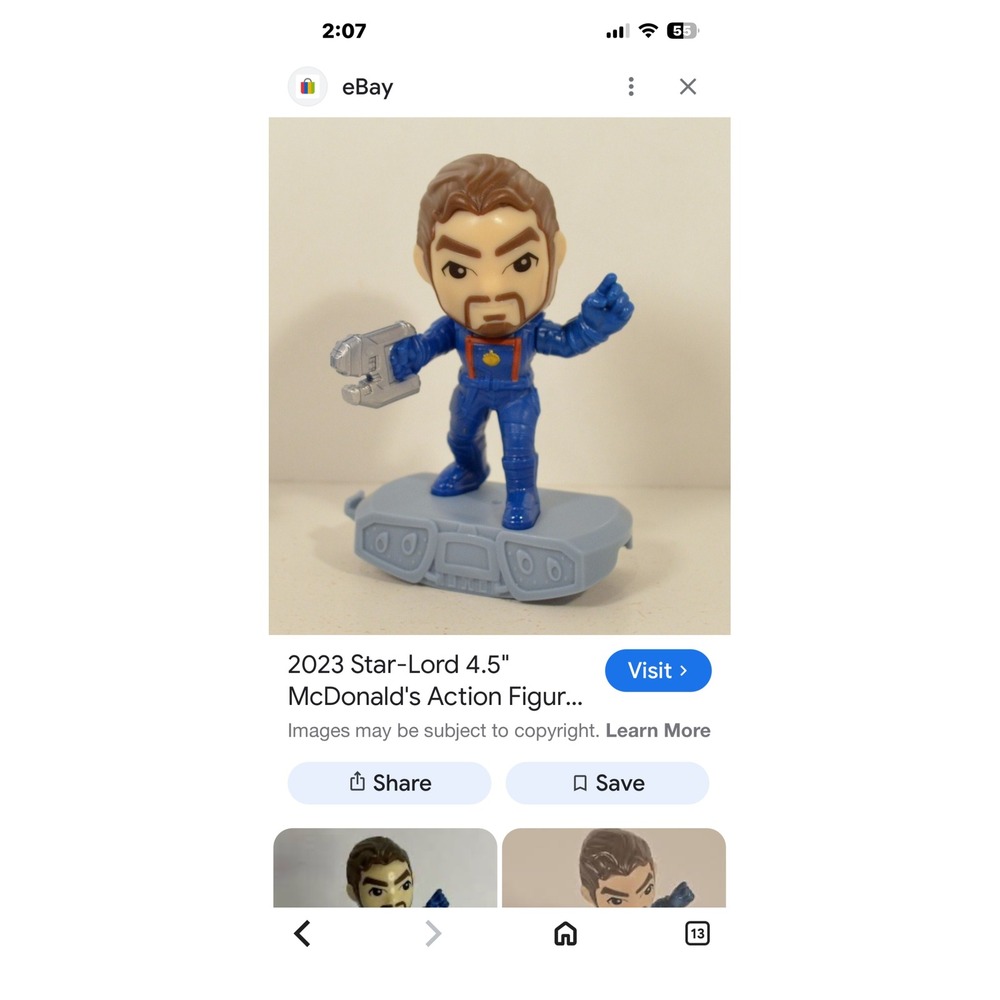 McDonalds 2023 Guardians of the Galaxy Star-Lord Happy Meal‎ Toy 2 Marvel 2 sets